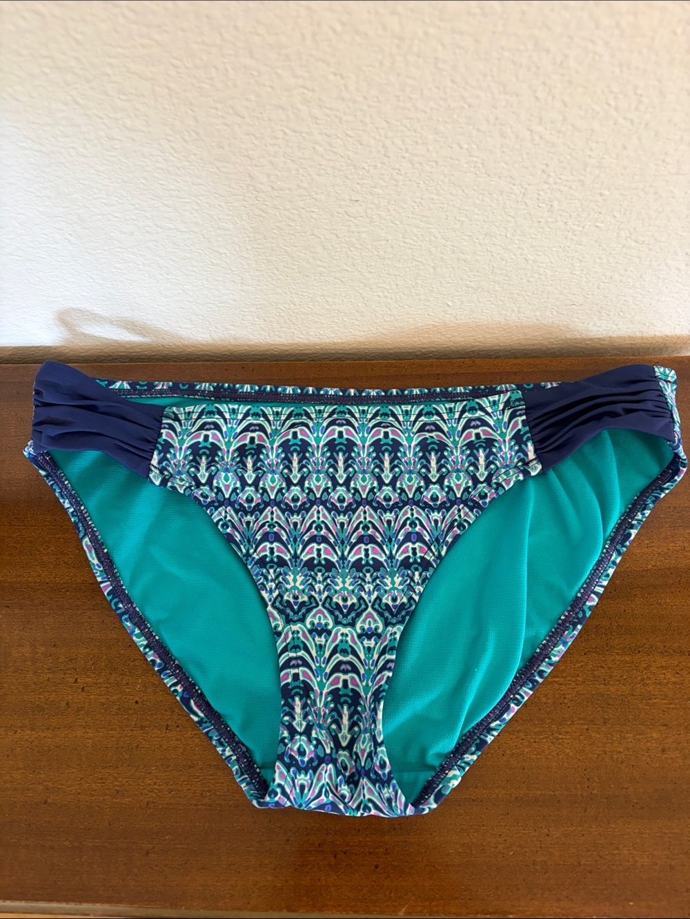 Title Nine Women's Teal & Navy Printed Bikini Bottom M